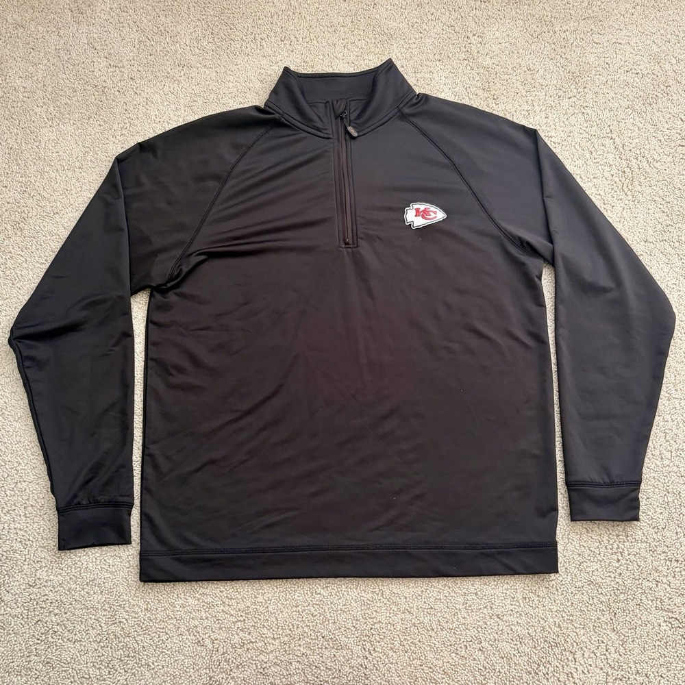 CBuk Kansas City Chiefs 1/4 Zip Long Sleeve Men's Medium Black Cutter Buck